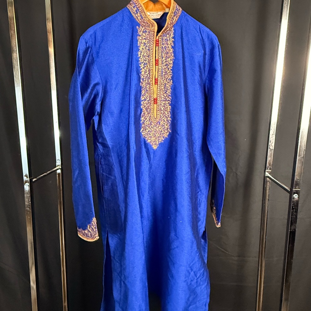 Bombay Royal Blue Kurta with Gold Embroidery